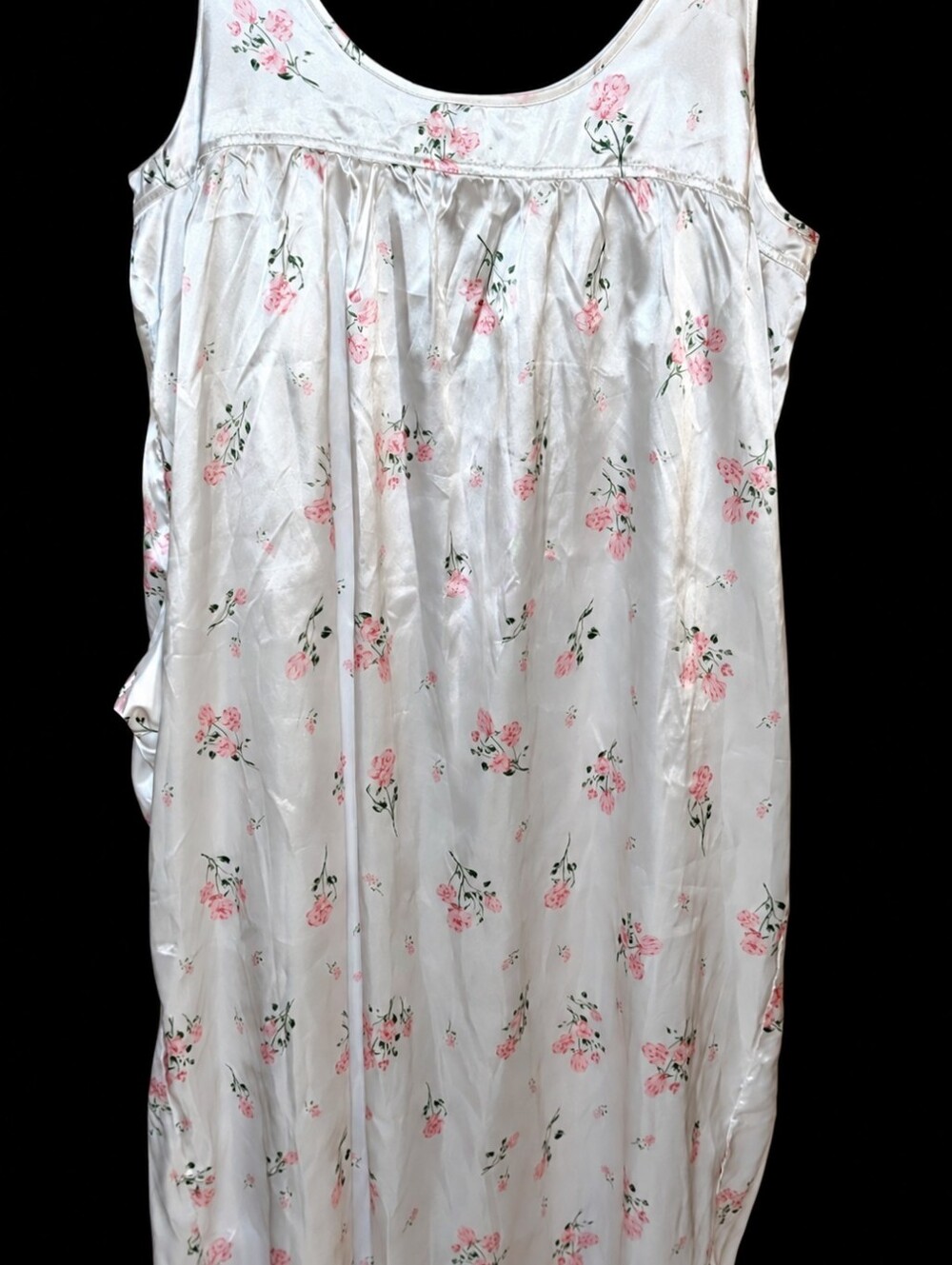 Ella Simone Floral Satin Feel Nightgown Sleeveless Sleep Dress Pink Rose Print